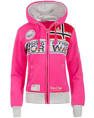 Geographical Norway Damen Sweatjacke mit Kapuze Flashy pink L von Geographical Norway