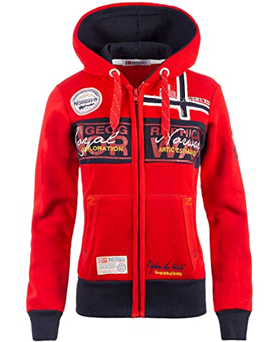 Geographical Norway Damen Sweatjacke mit Kapuze Red S von Geographical Norway