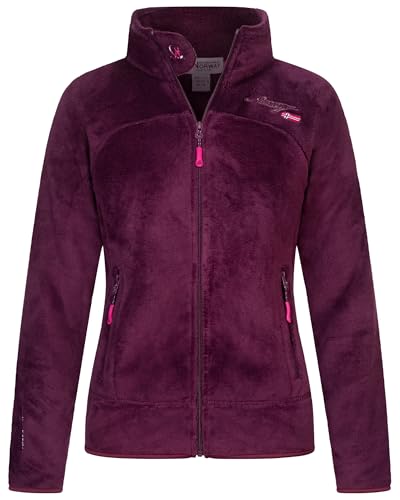 Geographical Norway Damen Teddy Fleece Jacke Herbst Winter Jacke Sweater Übergangsjacke, Farbe:Burgundy, Größe:XL / 42 von Geographical Norway