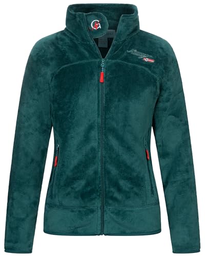 Geographical Norway Damen Teddy Fleece Jacke Herbst Winter Jacke Sweater Übergangsjacke, Farbe:Dunkelgrün, Größe:S / 36 von Geographical Norway