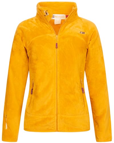 Geographical Norway Damen Teddy Fleece Jacke Herbst Winter Jacke Sweater Übergangsjacke, Farbe:Mustard, Größe:S / 36 von Geographical Norway