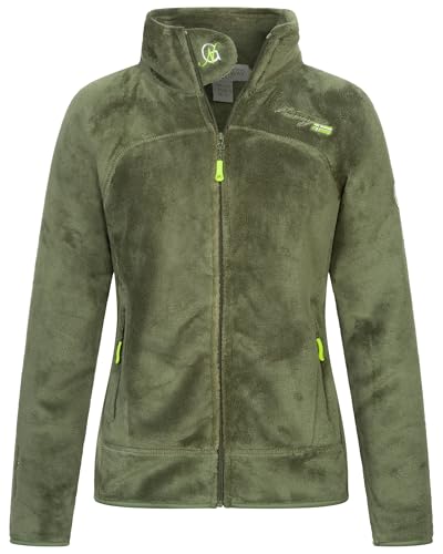 Geographical Norway Damen Teddy Fleece Jacke Herbst Winter Jacke Sweater Übergangsjacke, Farbe:Olive, Größe:XXL / 44 von Geographical Norway