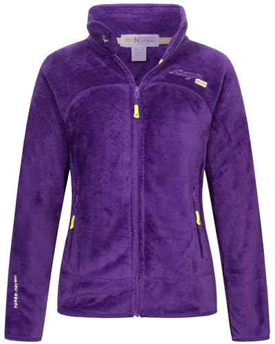 Geographical Norway Damen Teddy Fleece Jacke Herbst Winter Jacke Sweater Übergangsjacke, Farbe:Purble, Größe:S / 36 von Geographical Norway