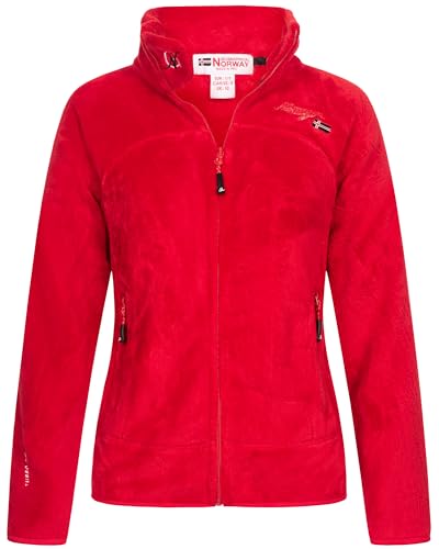 Geographical Norway Damen Teddy Fleece Jacke Herbst Winter Jacke Sweater Übergangsjacke, Farbe:Rot, Größe:L / 40 von Geographical Norway