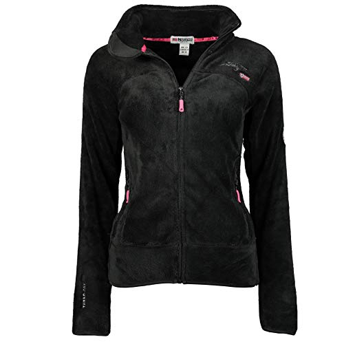 Geographical Norway Damen Teddy Fleece Jacke Herbst Winter Jacke Sweater Übergangsjacke, Farbe:Schwarz, Größe:M / 38 von Geographical Norway