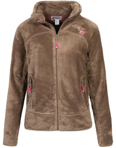 Geographical Norway Damen Teddy Fleece Jacke Herbst Winter Jacke Sweater Übergangsjacke, Farbe:Taupe, Größe:L / 40 von Geographical Norway