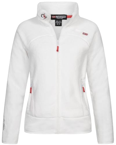 Geographical Norway Damen Teddy Fleece Jacke Herbst Winter Jacke Sweater Übergangsjacke, Farbe:Weiß, Größe:S / 36 von Geographical Norway