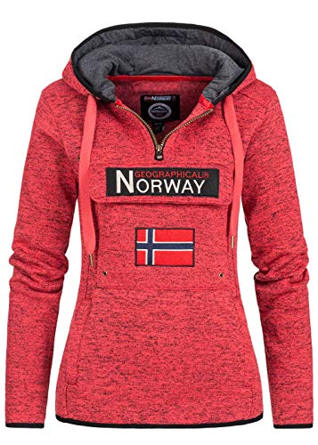 Geographical Norway Damen Upclassica Hoodie Känguru Pocket Sweater WR780F/GN Größe L Farbe Corail von Geographical Norway