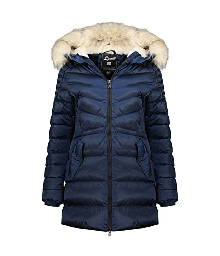 Geographical Norway Damen Winter Jacke Mantel Parka Steppjacke Steppmantel Wintermantel, Farbe:Navy, Größe:XL 42 von Geographical Norway