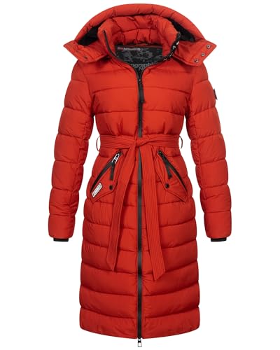 Geographical Norway Damen Winter Jacke Mantel Parka Steppjacke Steppmantel Wintermantel Lange Jacke 2 wege Reisverschluss Kapuze abnehmbar Produktion H-H, Farbe:Red Ochre, Größe:XXL 44 von Geographical Norway