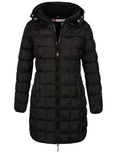Geographical Norway Damen Winter Jacke Mantel Parka Steppjacke Steppmantel Wintermantel, Farbe:Schwarz, Größe:S 36 von Geographical Norway