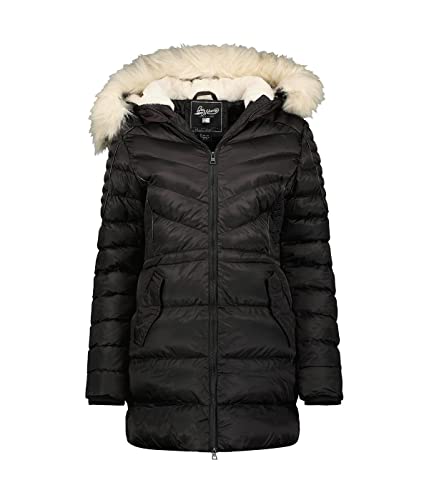 Geographical Norway Damen Winter Jacke Mantel Parka Steppjacke Steppmantel Wintermantel, Farbe:Schwarz, Größe:S 36 von Geographical Norway