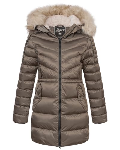 Geographical Norway Damen Winter Jacke Mantel Parka Steppjacke Steppmantel Wintermantel, Farbe:Taupe, Größe:L 40 von Geographical Norway