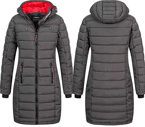 Geographical Norway Damen Winter Jacke Stepp Mantel Parka Lange Steppjacke Winterparka, Farbe:Anthrazit, Größe:M 38 von Geographical Norway