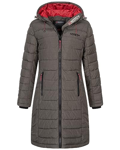 Geographical Norway Damen Winter Jacke Stepp Mantel Parka Lange Steppjacke Winterparka, Farbe:KAKI, Größe:L 40 von Geographical Norway