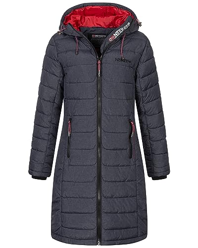 Geographical Norway Damen Winter Jacke Stepp Mantel Parka Lange Steppjacke Winterparka, Farbe:Navy, Größe:XL 42 von Geographical Norway