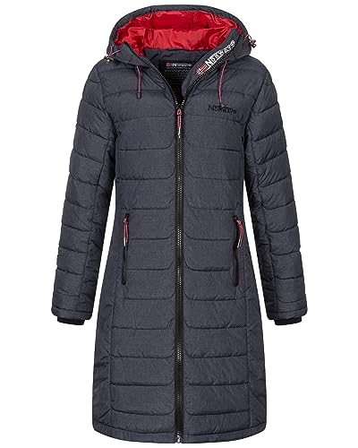 Geographical Norway Damen Winter Jacke Stepp Mantel Parka Lange Steppjacke Winterparka, Farbe:Navy, Größe:XXL 44 von Geographical Norway