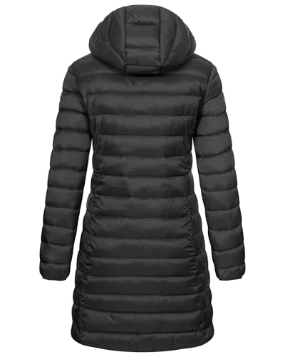Geographical Norway Damen Winter Jacke Steppjacke Parka Lange Kapuzenjacke Steppmantel Outdoor abnehmbare Kapuze, Farbe:Dunkelgrau, Größe:M (38) von Geographical Norway