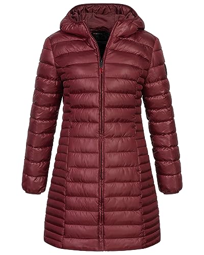 Geographical Norway Damen Winter Jacke Steppjacke Parka Lange gesteppt Wasserabweisend Mantel Steppmantel, Farbe:Bordeaux, Größe:L 40 von Geographical Norway