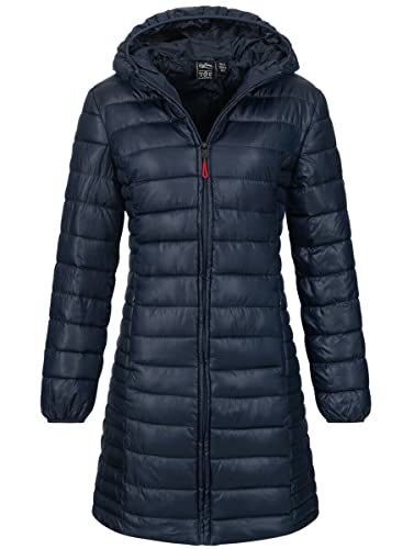 Geographical Norway Damen Winter Jacke Steppjacke Parka Lange gesteppt Wasserabweisend Mantel Steppmantel, Farbe:Navy, Größe:L 40 von Geographical Norway