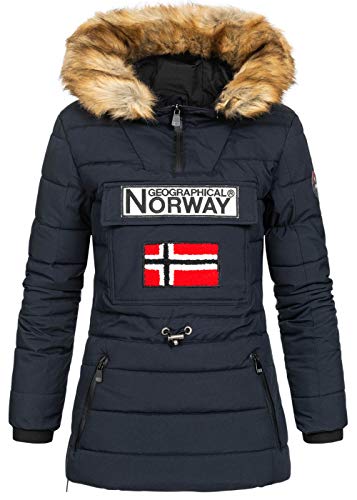 Geographical Norway Damen Winterjacke Belinda Parka Jacke Schlupfjacke Skijacke Kapuze Webpelz, Navy, Gr:XXL von Geographical Norway