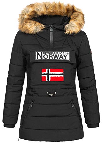 Geographical Norway Damen Winterjacke Belinda Parka Jacke Schlupfjacke Skijacke Kapuze Webpelz, schwarz, Gr:XL von Geographical Norway