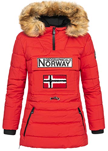 Geographical Norway Damen Winterjacke Belinda Parka Jacke Schlupfjacke Skijacke Kapuze Webpelz (Koralle, XL) von Geographical Norway