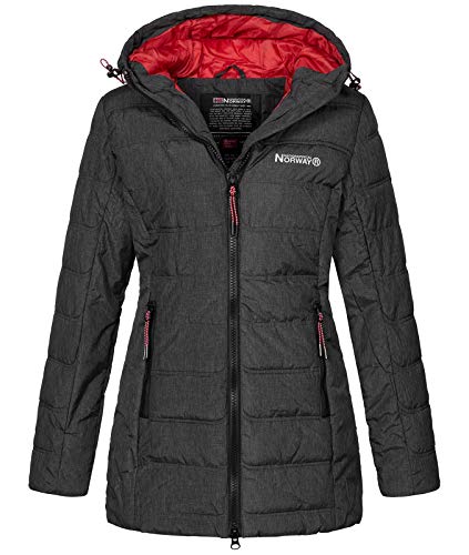 Geographical Norway Damen Winterjacke Parka Damenjacke Damenmantel Wintermantel Damen Jacken Outdoorjacke Warm Kunstfellkragen Gefüttert D-457 Anthrazit 2XL von Geographical Norway