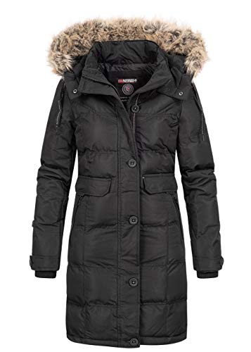 Geographical Norway Damen Parka Jacke Winterjacke Kapuze Webpelz WQ625-626F/GN Größe L Farbe WQ625F/GN-black von Geographical Norway