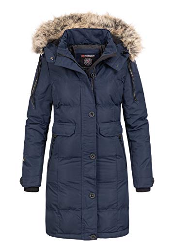 Geographical Norway Damen Parka Jacke Winterjacke Kapuze Webpelz WQ625-626F/GN Größe S Farbe WQ626F/GN-navy von Geographical Norway