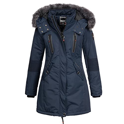 Geographical Norway Damen Winterjacke mit UD Beanie Cora Navy L von Geographical Norway