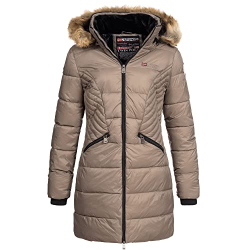 Geographical Norway Damen Winterjacke mit UD Beanie Debby Taupe M von Geographical Norway