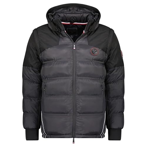 Geographical Norway Daneti Men - Winterjacke Herren Warme Steppung Mann Herbst Winter - Warme Manteljacke leicht Kapuze - Daunenjacke Windstopper Langarm Polsterung - Männer (Schwarz XL) von Geographical Norway