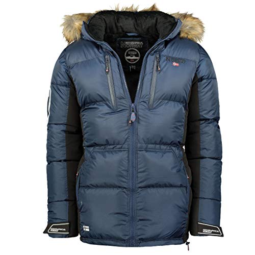 Geographical Norway Danone Men - Warmer Daunenparka Gesteppt Mann Jahreszeit Herbst Winter - Warme Manteljacke Herren - Windjacke Langen Ärmeln - Herren (Marine 6XL) von Geographical Norway