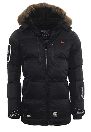 Geographical Norway Danone Men – warme Daunenjacke für Herren – warme Jacke mit Futter für den Winter Herren – Windjacke, langärmlig, Füllung aus leichtem Stoff, Schwarz, L von Geographical Norway