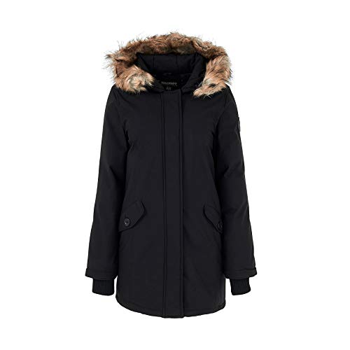 Geographical Norway Dinasty Lady - Damen Parka Jahreszeit Herbst Winter - Kleidung Wintermantel Warm Kapuze Kunstpelz Casual Long Sleeve - Ideal Elegant Geschenk Frauen (Schwarz XL-Größe 4) von GEO NORWAY