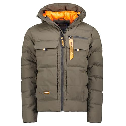 Geographical Norway Dosiba Men - Winterjacke Herren Warme Steppung Mann Herbst Winter - Warme Manteljacke leicht Kapuze - Daunenjacke Windstopper Langarm Polsterung - Männer (Khaki XL) von Geographical Norway