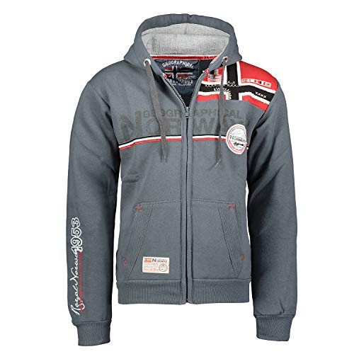 Geographical Norway FAPONIE Men - Herren Kapuzenpulli Sweat - Herren Logo Sweatshirt - Langarm Warmes Kapuzen Sweatshirt - Hoodie Pullover Passform Regular Sweater (Dunkelgrau M) von Geographical Norway