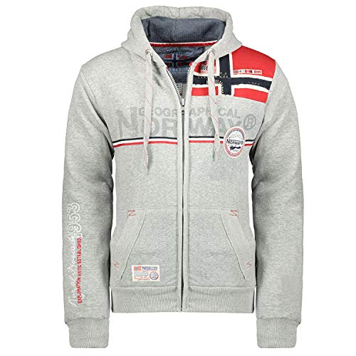 Geographical Norway FAPONIE Men - Herren Kapuzenpulli Sweat - Herren Logo Sweatshirt - Langarm Warmes Kapuzen Sweatshirt - Hoodie Pullover Passform Regular Sweater (Grau, S) von Geographical Norway