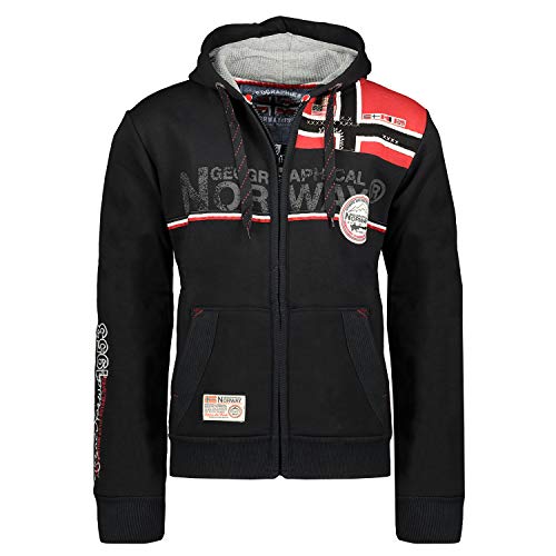 Geographical Norway FAPONIE Men - Herren Kapuzenpulli Sweat - Herren Logo Sweatshirt - Langarm Warmes Kapuzen Sweatshirt - Hoodie Pullover Passform Regular Sweater (Schwarz S) von Geographical Norway