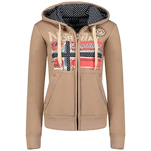 Geographical Norway FARLOTTE Lady - Damen Sweatshirt Langarmshirt Taschen - Damen Sweatshirt Langarm Pullover Winter - Hoodie Jacke Hoodies Kapuzenpullover Casual Classic (Maulwurf S) von Geographical Norway