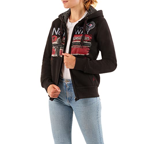 Geographical Norway FARLOTTE Lady - Damen Sweatshirt Langarmshirt Taschen - Damen Sweatshirt Langarm Pullover Winter - Hoodie Jacke Hoodies Kapuzenpullover Casual Classic (Schwarz S) von Geographical Norway