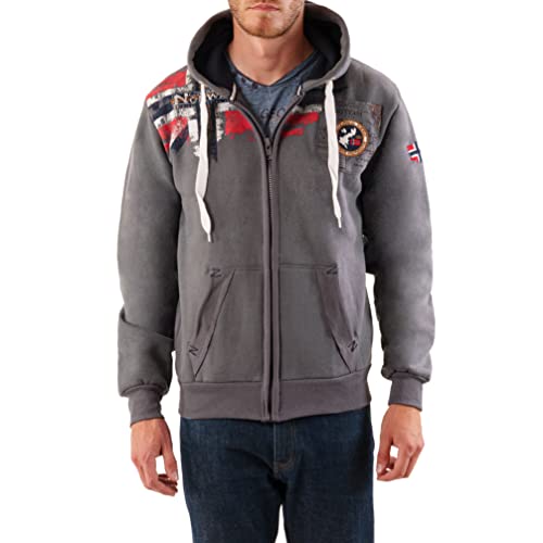 Geographical Norway FESPOTE Herren Kapuzen-Sweatshirt mit Känguru-Tasche für Herren – Sweatshirt mit Kapuze, Hoodie, warm, langärmlig, für Winter, Sport, lässig, regulär (Dunkelgrau, M) von Geographical Norway