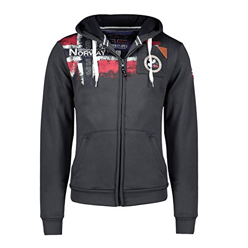 Geographical Norway FESPOTE Men 100, Sweatshirt mit Kapuze, Reißverschluss in der Mitte vorne (XXL, Dunkelgrau), dunkelgrau, XX-Large von Geographical Norway