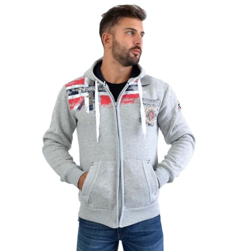 Geographical Norway Fespote Men - Kapuzenpullover Zip Taschen Mann - Sweatjacke Pullover Logo Langarm Warm Männer Jahreszeit Frühling Sommer Herbst Winter (Hellgrau XXL) von Geographical Norway