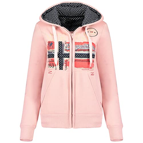 Geographical Norway Farlotte Lady - Hoodie Damen Sweatjacke Zip Kapuze Taschen - Pullover Damen Langarm Warm Jacke - Frauen Jahreszeit Frühling Sommer Herbst (Hellrosa XXL) von Geographical Norway