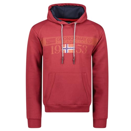 Geographical Norway Fastlife Men - Kapuzenpullover Zip Tasche Mann - Sweatjacke Pullover Logo Langarm Warm - Männer Jahreszeit Frühling Sommer Herbst Winter (Bordeaux L) von Geographical Norway