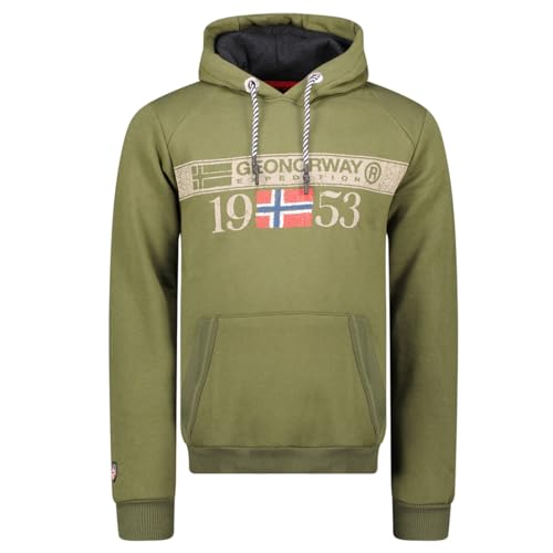 Geographical Norway Fastlife Men - Kapuzenpullover Zip Tasche Mann - Sweatjacke Pullover Logo Langarm Warm - Männer Jahreszeit Frühling Sommer Herbst Winter (Khaki S) von Geographical Norway