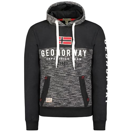 Geographical Norway Ferato Men - Sweatjacke Herren Hoodie Zip mit Kapuze Taschen - Pullover Langarm Warm Jacke - Kapuzenjacke Mann Jahreszeit Frühling Sommer Herbst (Schwarz XXL) von Geographical Norway