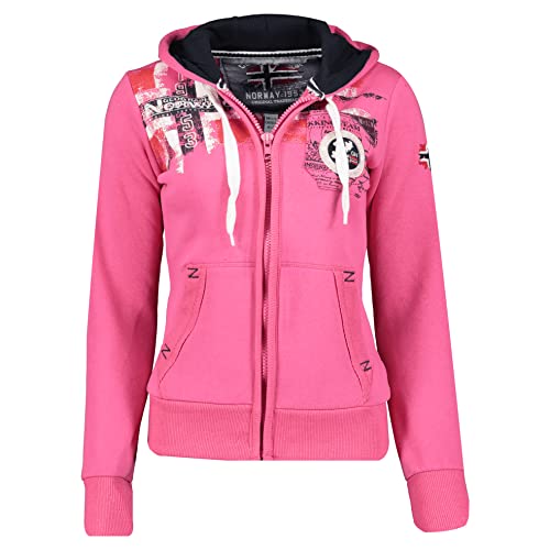 Geographical Norway Fespote Lady - Hoodie Damen Sweatjacke Zip Kapuze Taschen - Pullover Damen Langarm Warm Jacke - Frauen Jahreszeit Frühling Sommer Herbst (Pink S) von Geographical Norway